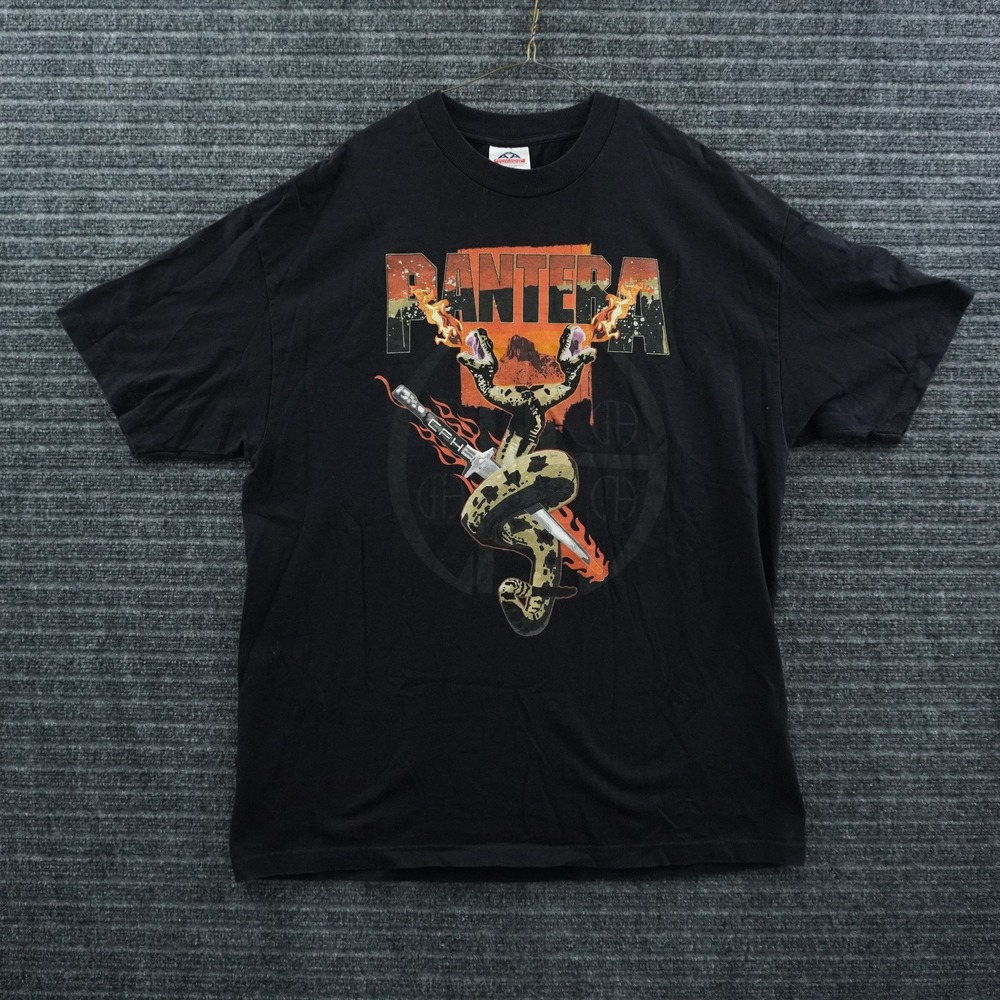 Pantera 2004 Band T-Shirt Mens XL Black Vintage Y2K Two Headed Snake Graphic